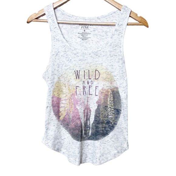 Mighty Fine Women's Gray Heathered Tank Top Wild and Free Graphic Print Size S - Picture 2 of 13